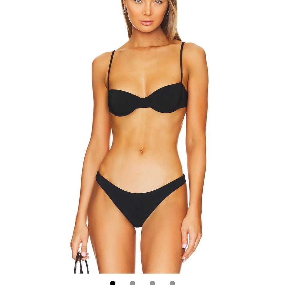 NWT- Onia - Black Bikini Set Top - XS V Shape Bottoms- S